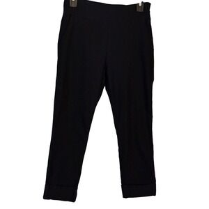 HDE Black Pull On Cropped Pants Career Casual Cuffed Size M